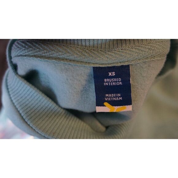 Old Navy Turquoise “Good Vibes” Loose Crew-Neck Cropped Sweatshirt - XS | NWT - Picture 3 of 15